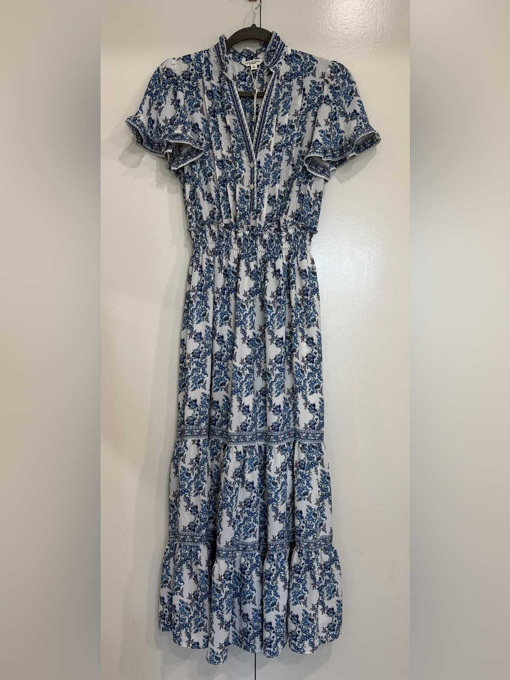 Max Studio Blue and White Floral Maxi Dress